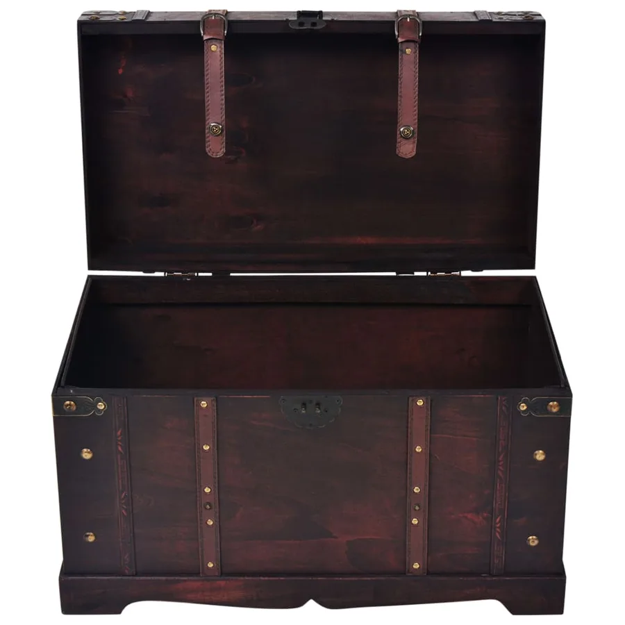 Coffre vintage de rangement bois 66 x 38 x 40 cm - 4
