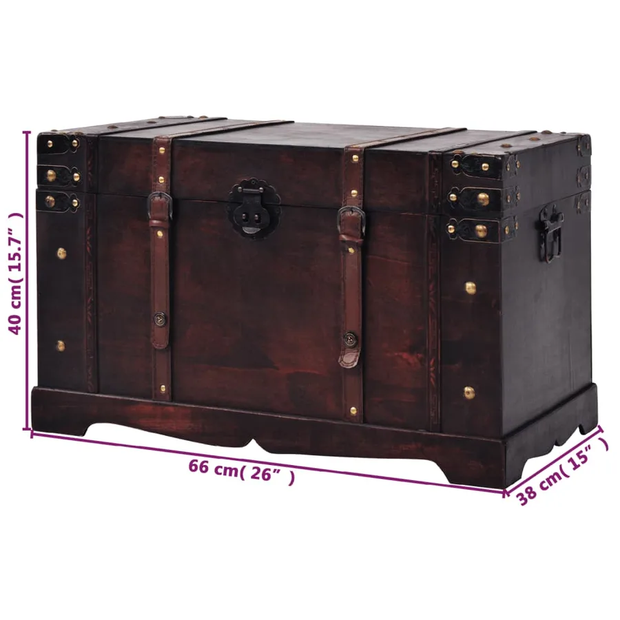 Coffre vintage de rangement bois 66 x 38 x 40 cm - 9
