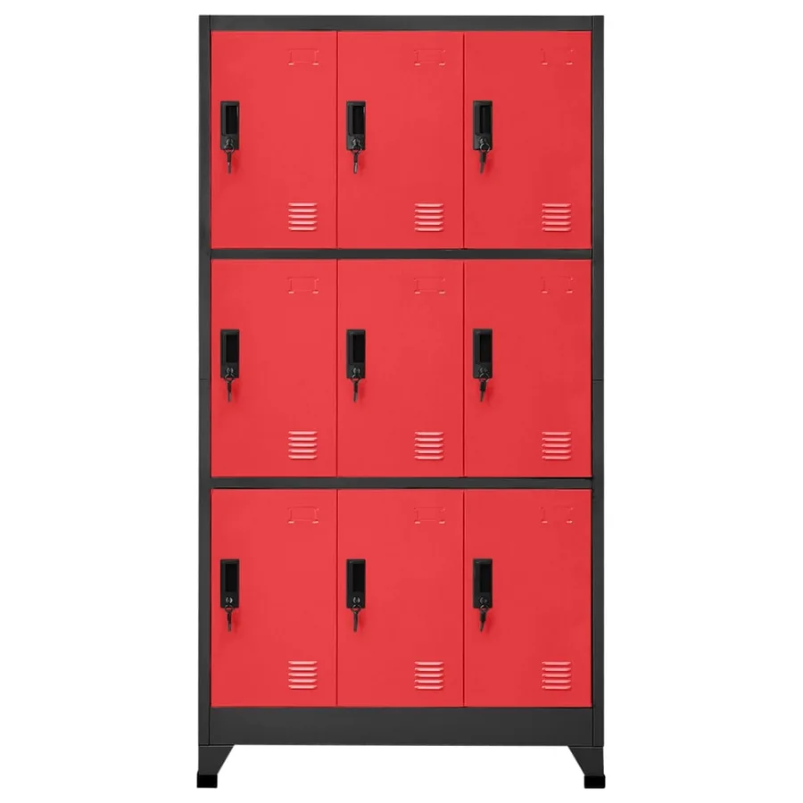 Armoire à casiers Anthracite et rouge 90x45x180 cm Acier - 2