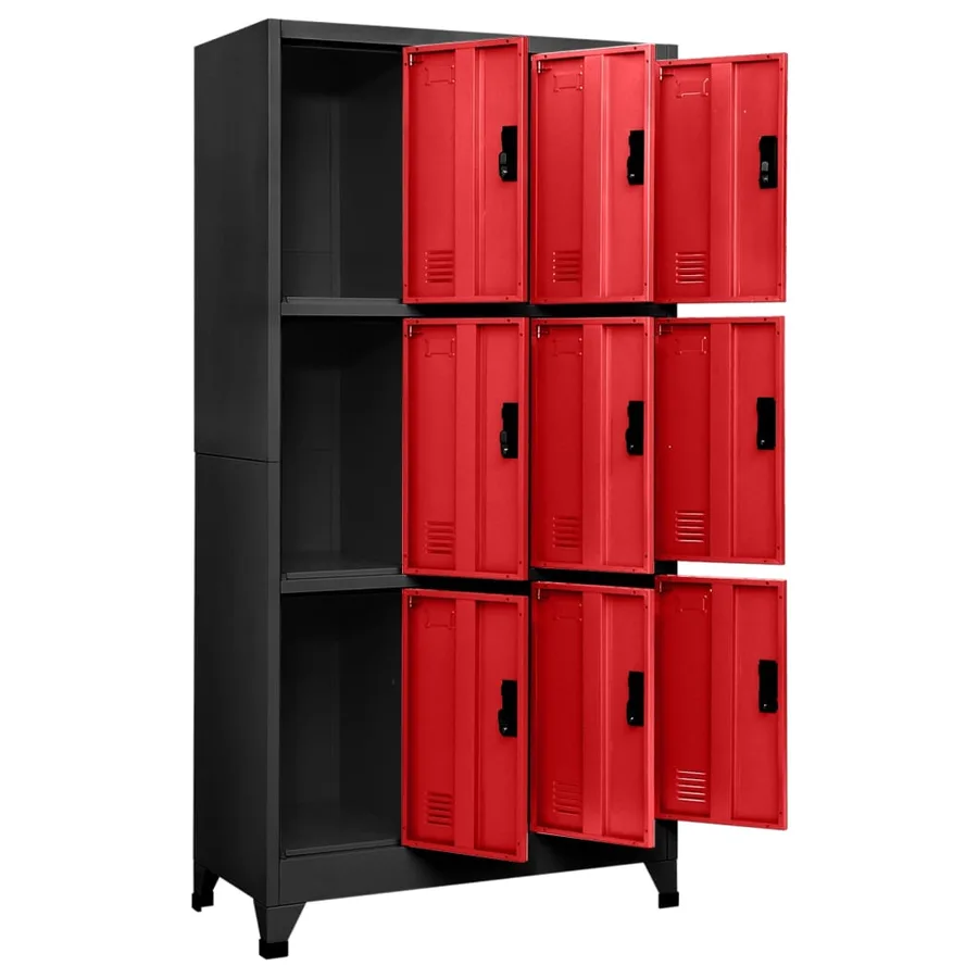 Armoire à casiers Anthracite et rouge 90x45x180 cm Acier - 3