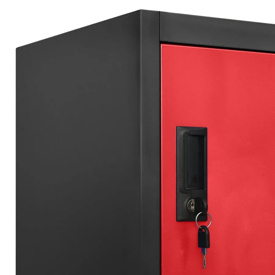 Armoire à casiers Anthracite et rouge 90x45x180 cm Acier - 7