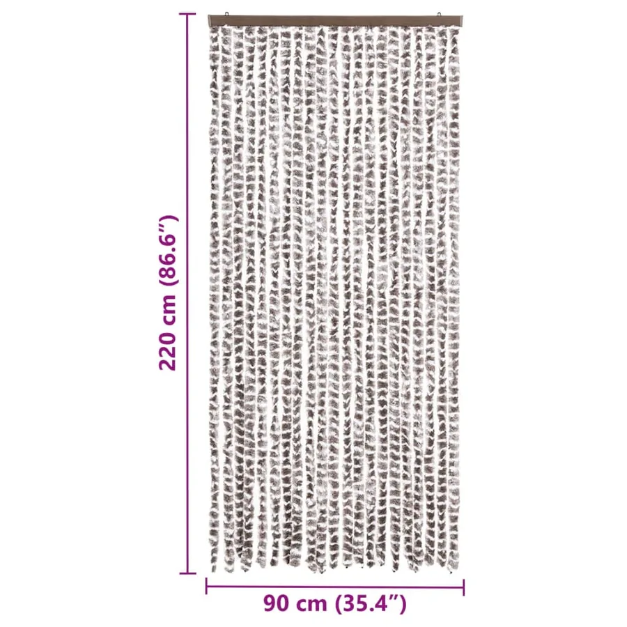 Moustiquaire Taupe et blanc 90x220 cm Chenille - 7