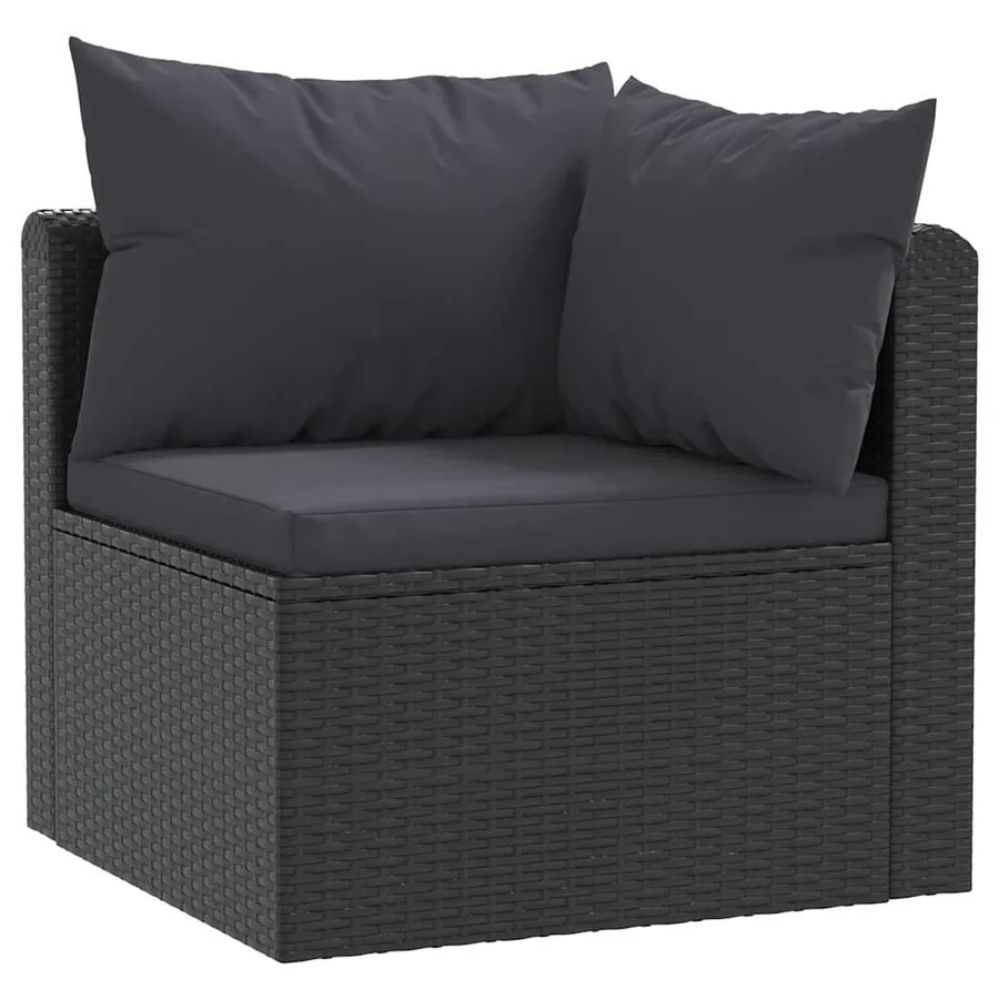 Canapés de jardin 4 pcs avec coussins Résine tressée Noir - 3