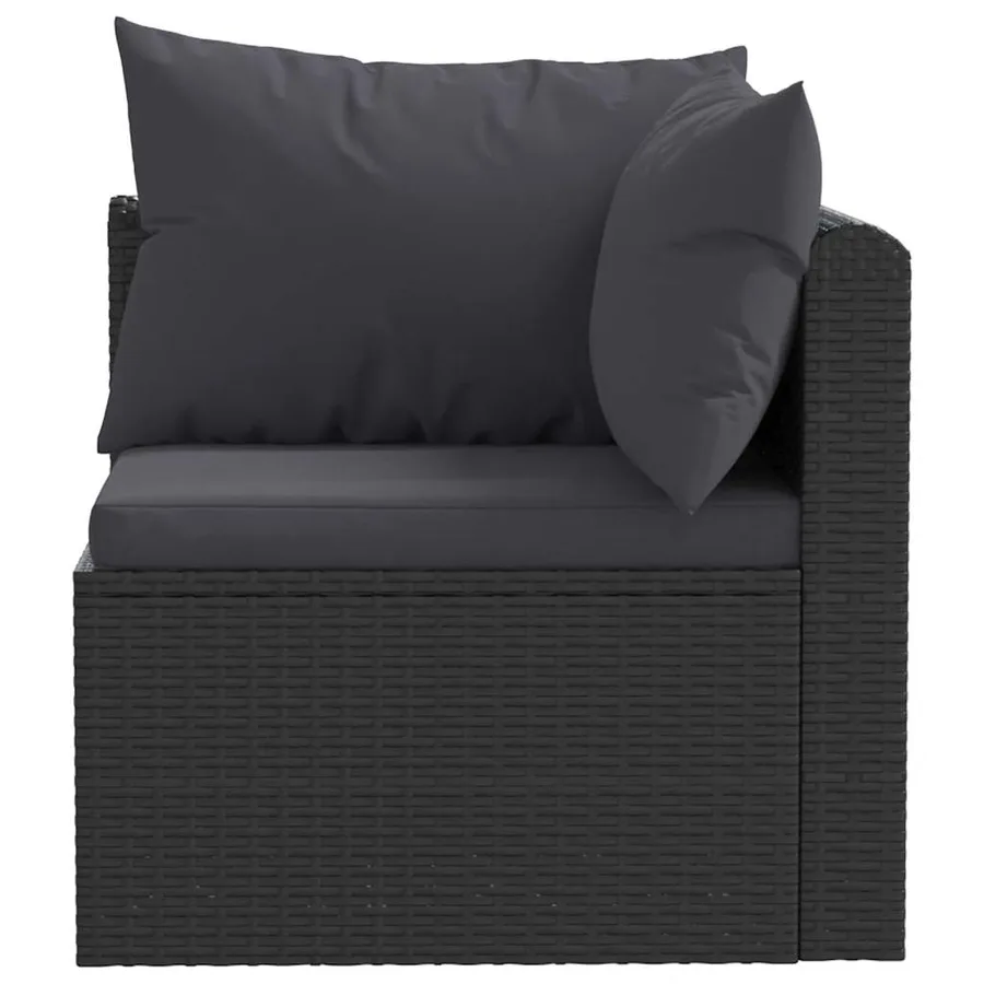 Canapés de jardin 4 pcs avec coussins Résine tressée Noir - 4