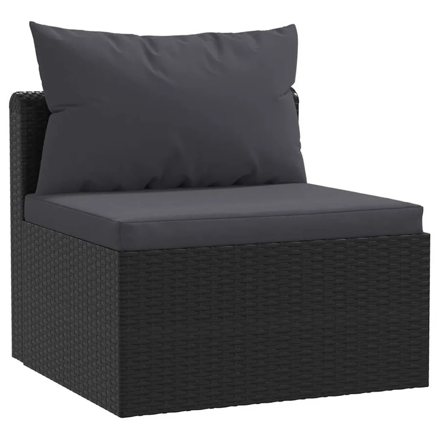 Canapés de jardin 4 pcs avec coussins Résine tressée Noir - 5