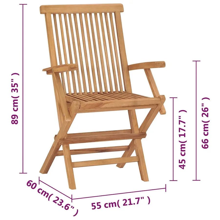 Chaises pliables de jardin lot de 2 Bois de teck solide - 11