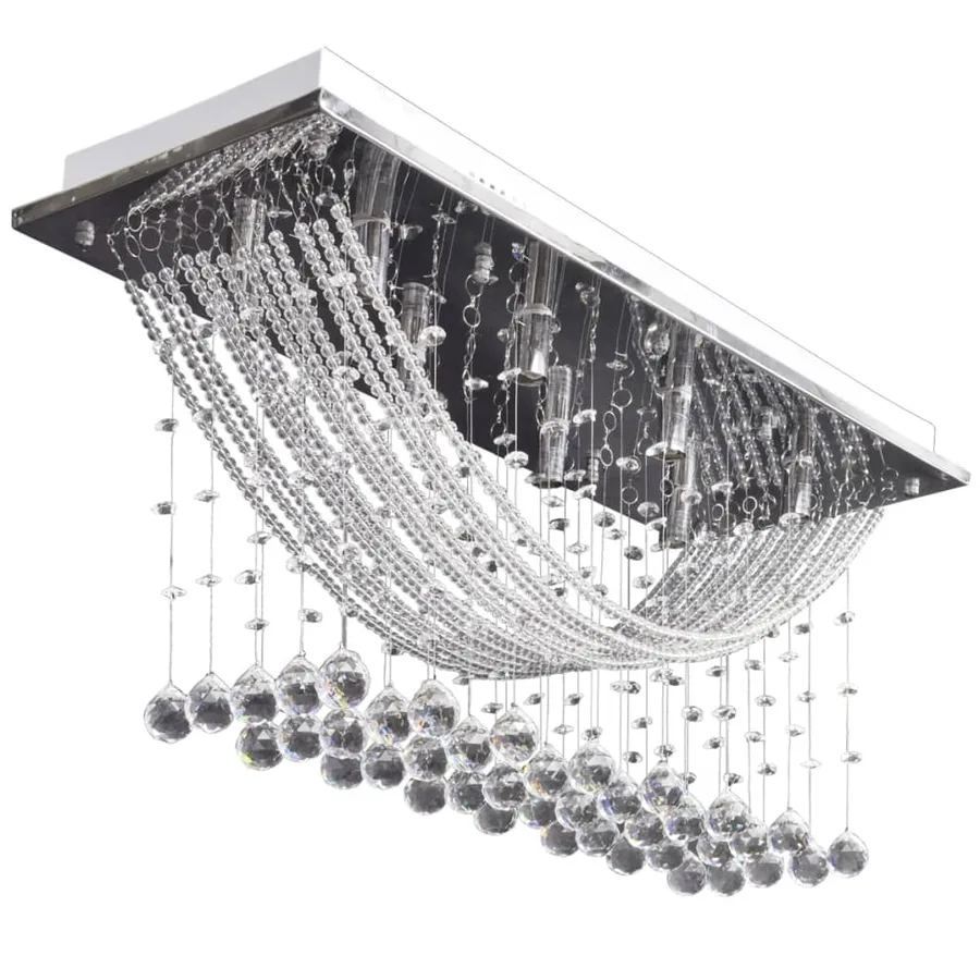 Plafonnier avec perles en verre cristal Étincelant Blanc 8 x G9 29 cm - 2