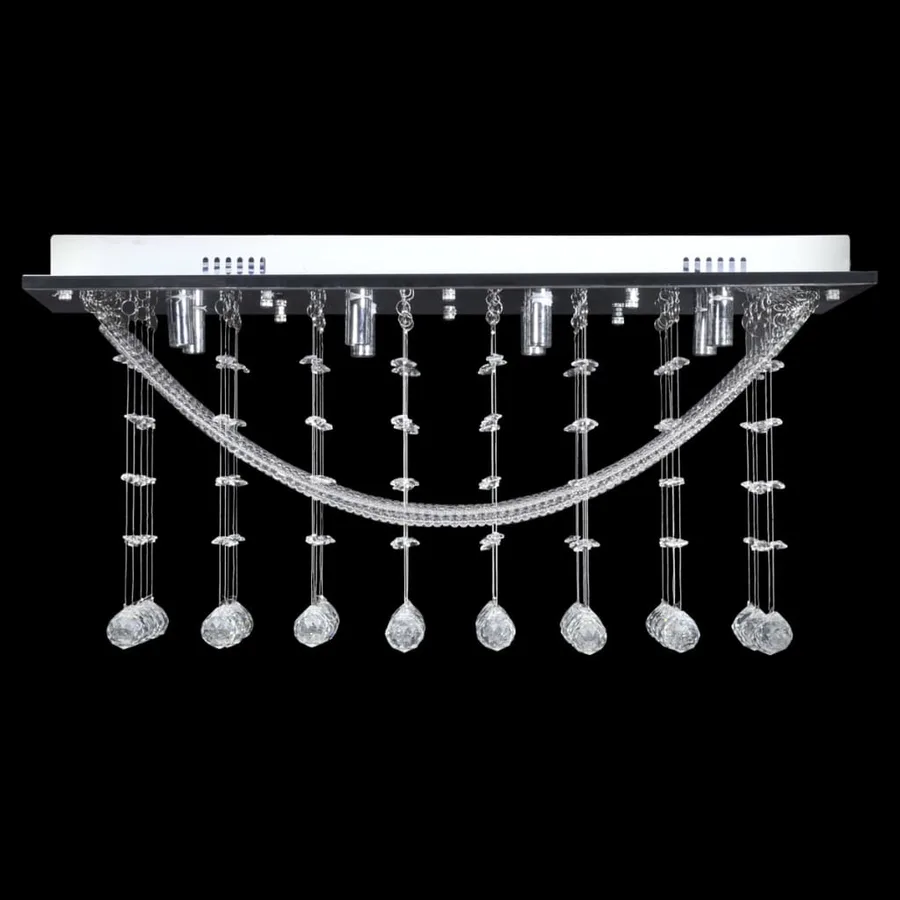 Plafonnier avec perles en verre cristal Étincelant Blanc 8 x G9 29 cm - 3