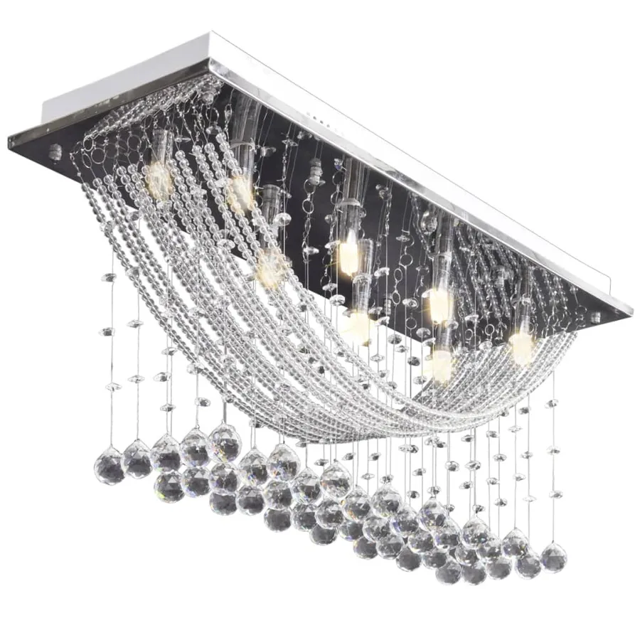 Plafonnier avec perles en verre cristal Étincelant Blanc 8 x G9 29 cm - 5