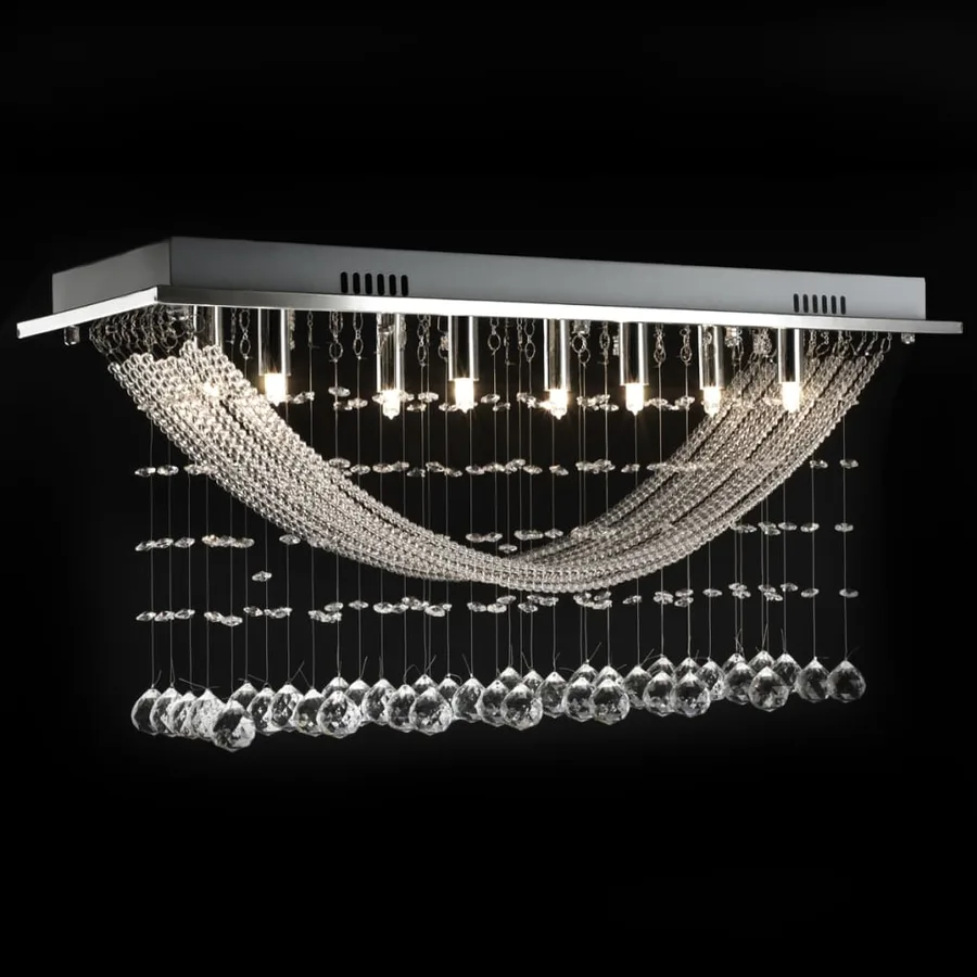 Plafonnier avec perles en verre cristal Étincelant Blanc 8 x G9 29 cm - 8