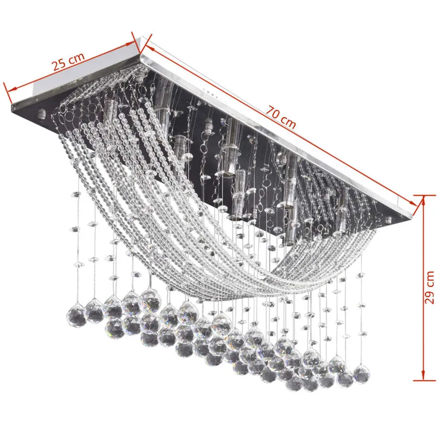 Plafonnier avec perles en verre cristal Étincelant Blanc 8 x G9 29 cm - 9