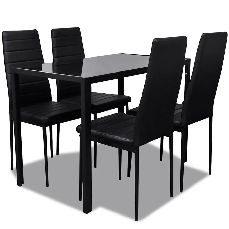 Ensemble de salle à manger 5 pcs Cuir synthétique Noir