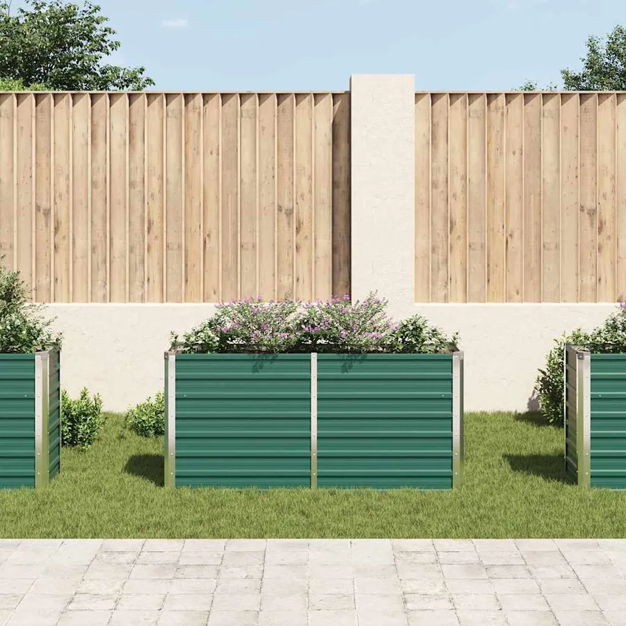 Lit surélevé de jardin Acier galvanisé 160x40x77 cm Vert - 3