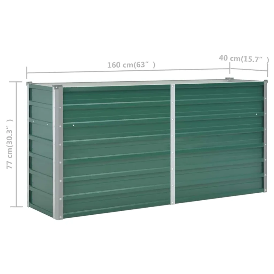 Lit surélevé de jardin Acier galvanisé 160x40x77 cm Vert - 8