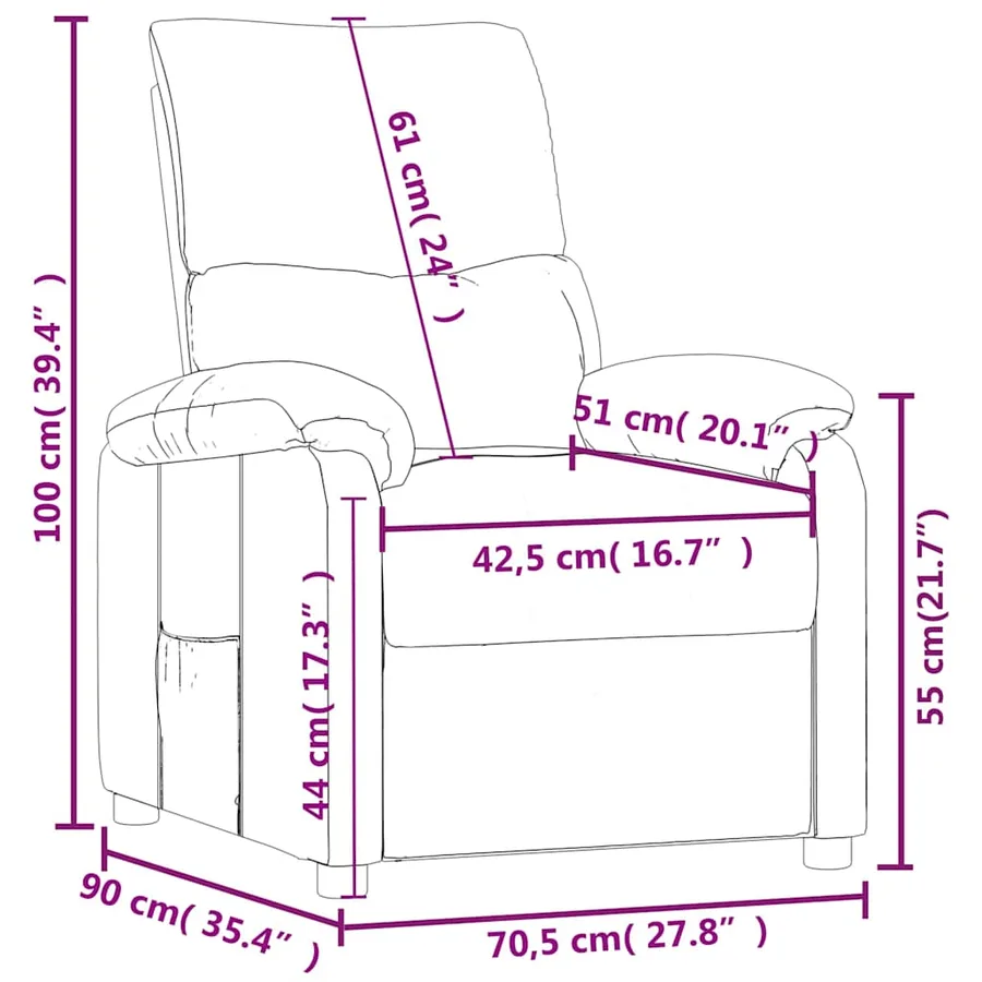 Fauteuil inclinable Crème Tissu - 9