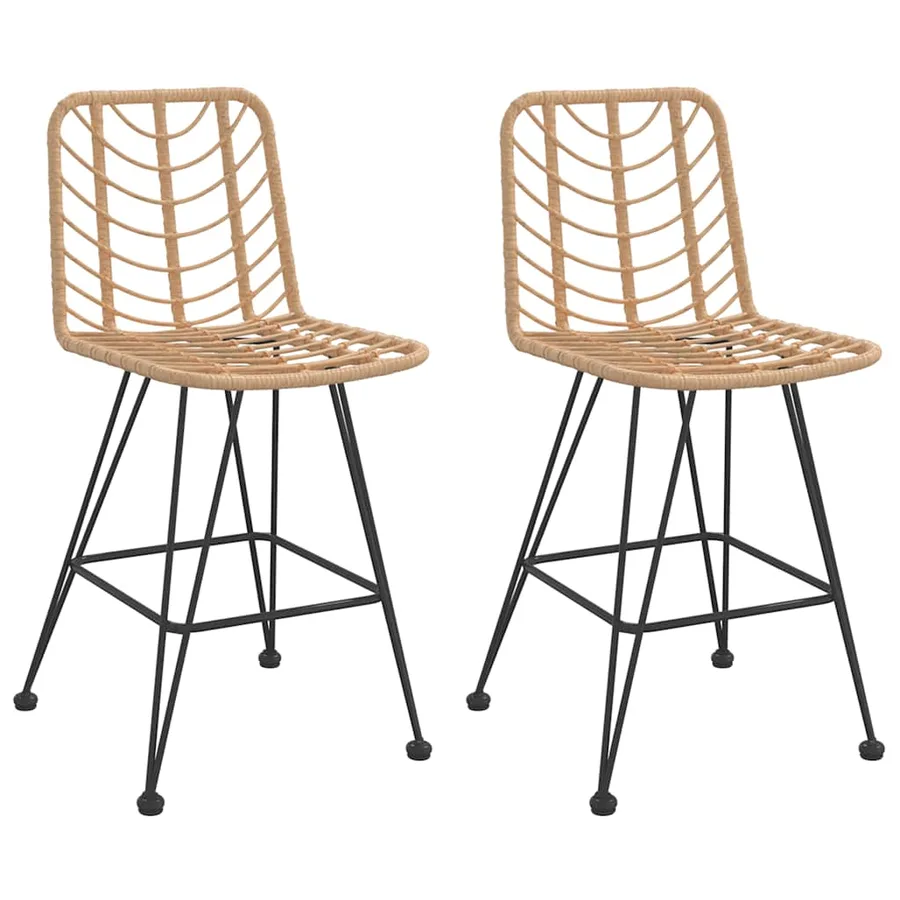 Tabourets de bar lot de 2 45x56x103,5cm Résine tressée et acier - 2