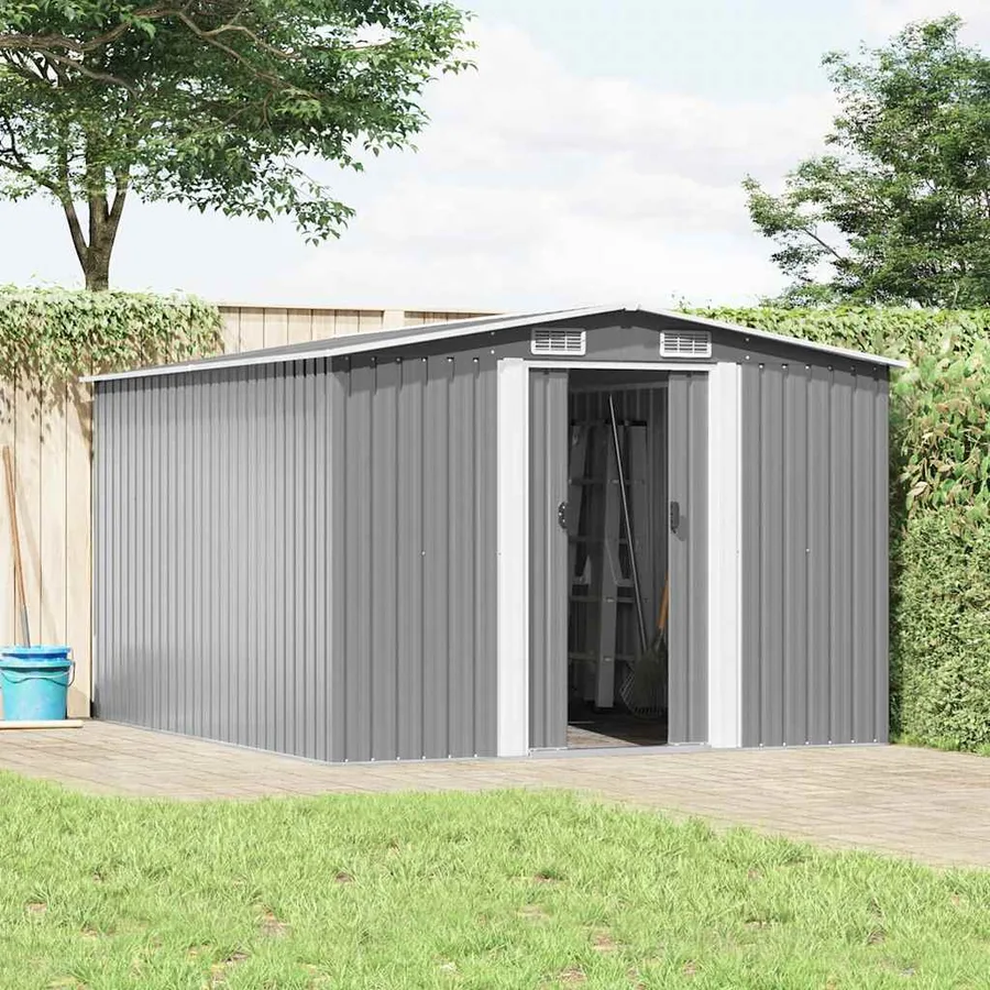 Abri de jardin 257x298x178 cm Métal Gris - 2