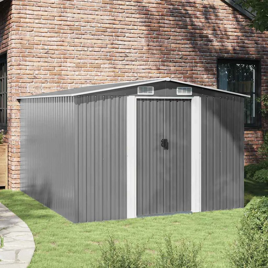 Abri de jardin 257x298x178 cm Métal Gris - 3
