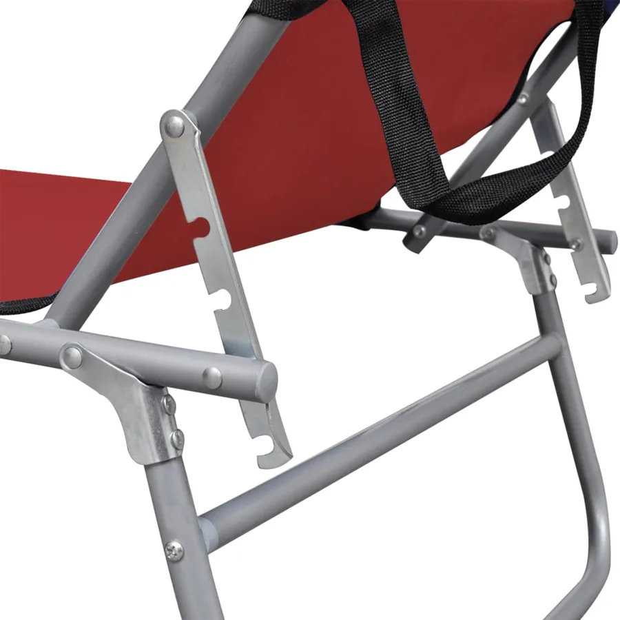 Chaise longue pliable avec auvent Noir Aluminium - 12