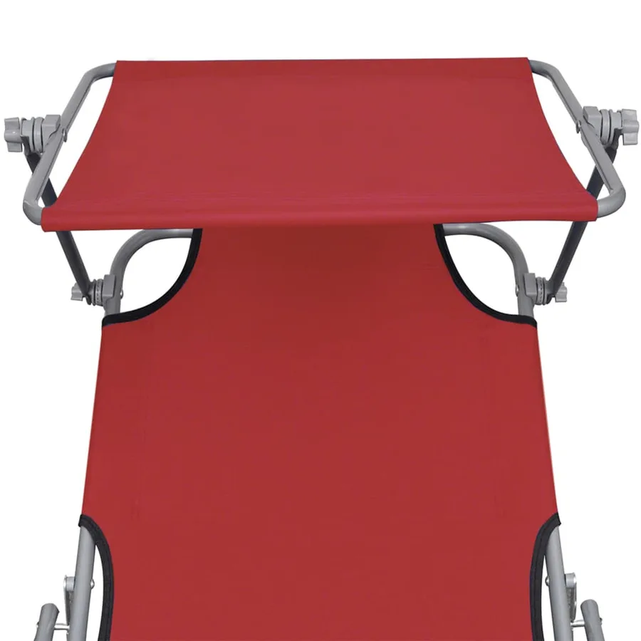 Chaise longue pliable avec auvent Noir Aluminium - 13