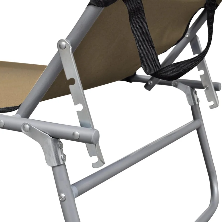 Chaise longue pliable avec auvent Noir Aluminium - 19