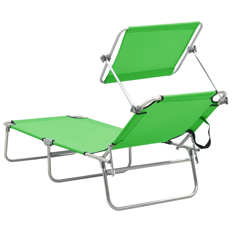 Chaise longue pliable avec auvent Noir Aluminium - 26