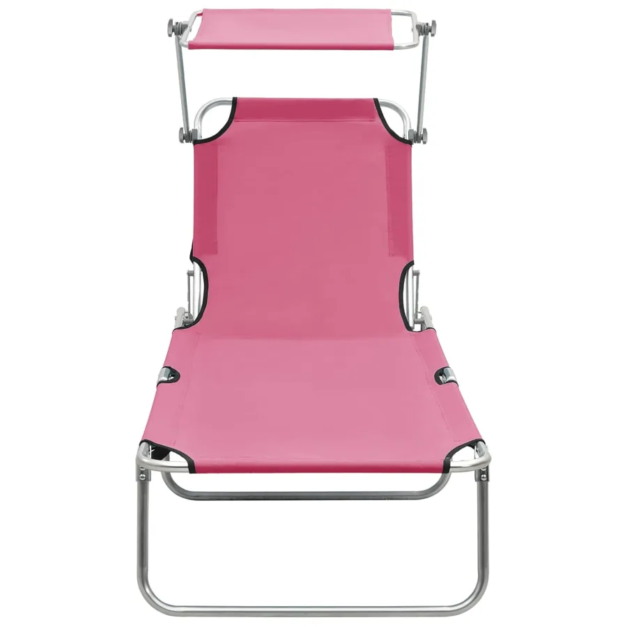 Chaise longue pliable avec auvent Noir Aluminium - 33