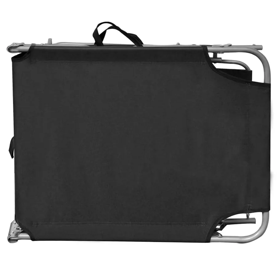 Chaise longue pliable avec auvent Noir Aluminium - 4