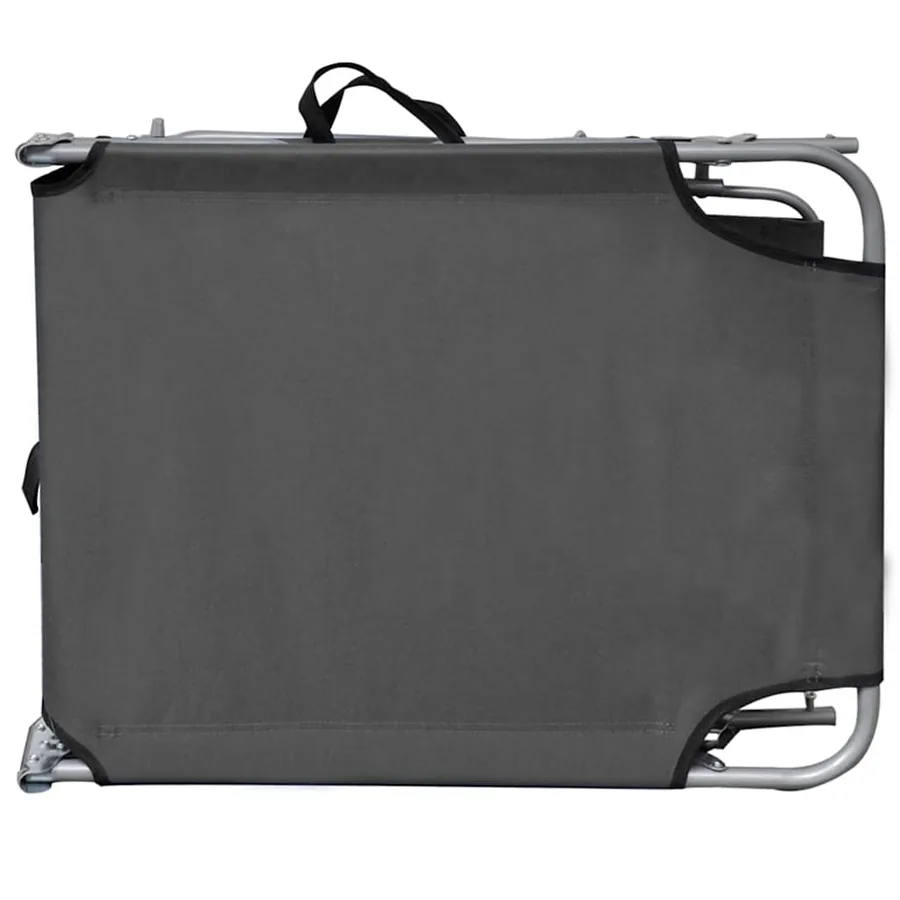 Chaise longue pliable avec auvent Noir Aluminium - 43