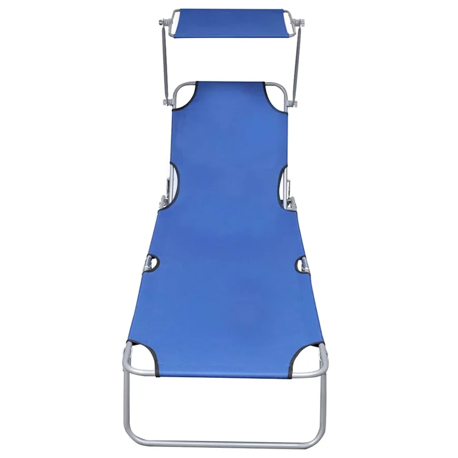 Chaise longue pliable avec auvent Noir Aluminium - 49