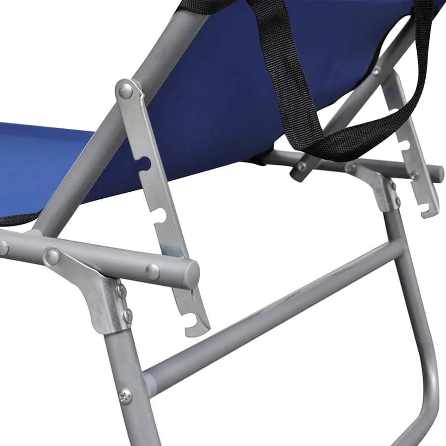 Chaise longue pliable avec auvent Noir Aluminium - 51