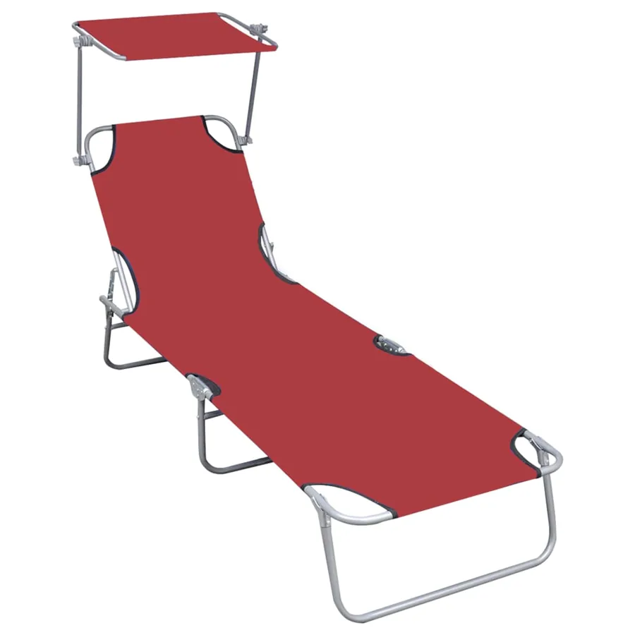 Chaise longue pliable avec auvent Noir Aluminium - 8