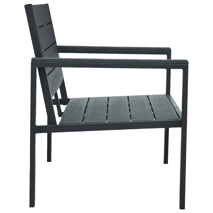 Banc de jardin 120 cm PEHD Gris Aspect de bois - 3