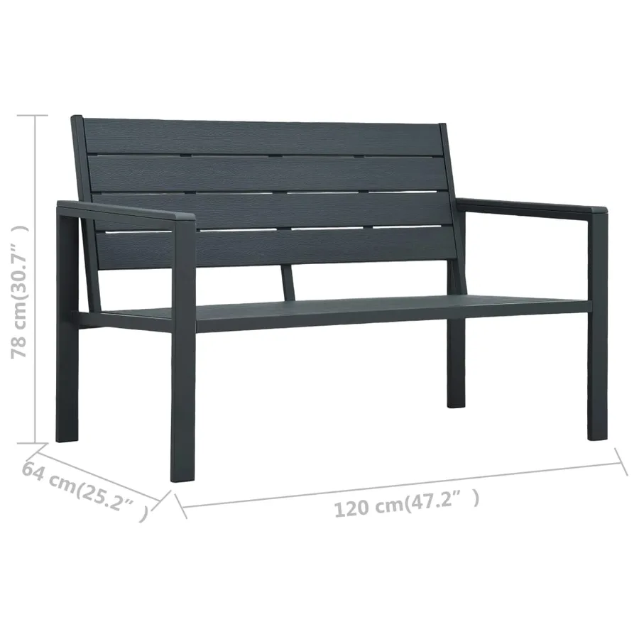 Banc de jardin 120 cm PEHD Gris Aspect de bois - 6