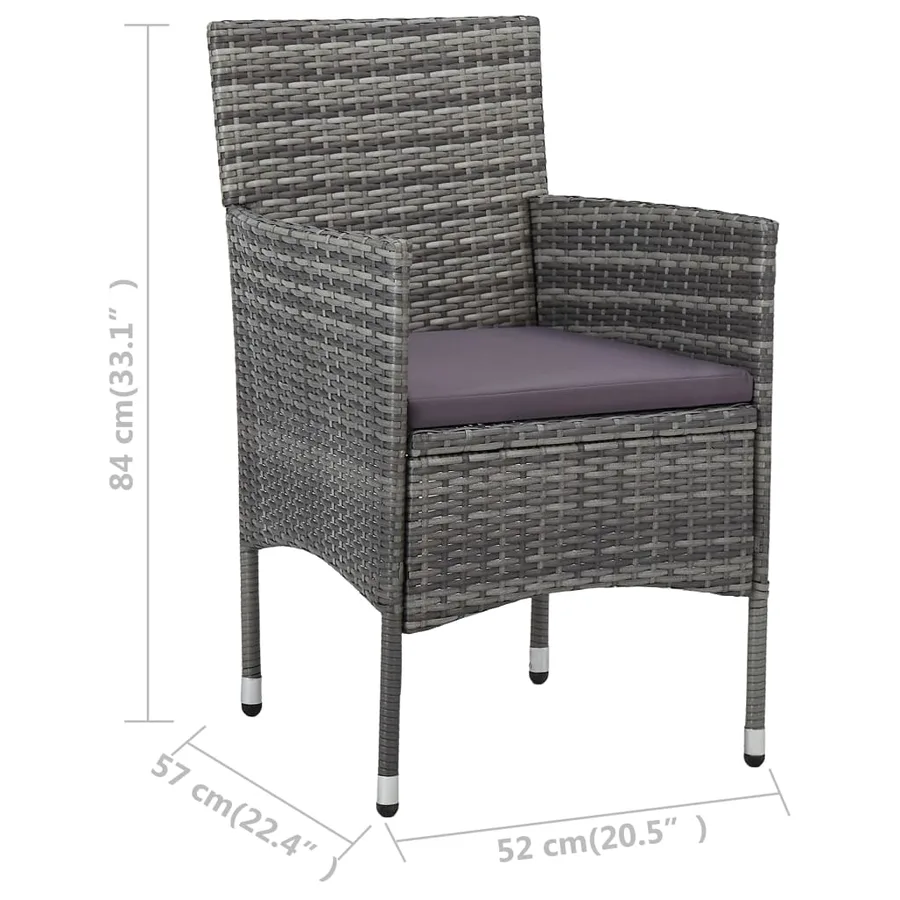 Chaises à manger de jardin lot de 2 Résine tressée Gris - 7