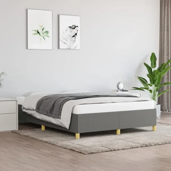 Cadre de lit sans matelas gris foncé 140x200 cm tissu