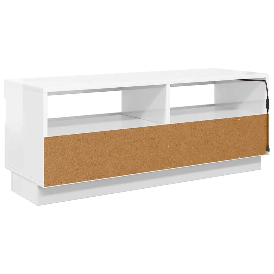 Meuble TV avec lumières LED blanc brillant 100x35x40 cm - 8
