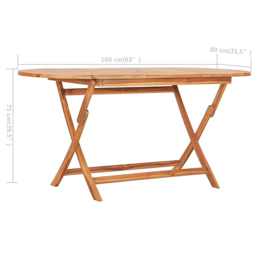 Table pliable de jardin 160x80x75 cm Bois de teck solide - 6