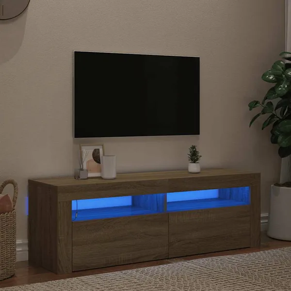 Meuble TV avec lumières LED chêne sonoma 120x35x40 cm
