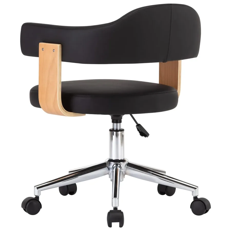 Chaise pivotante à manger Noir Bois courbé et similicuir - 5