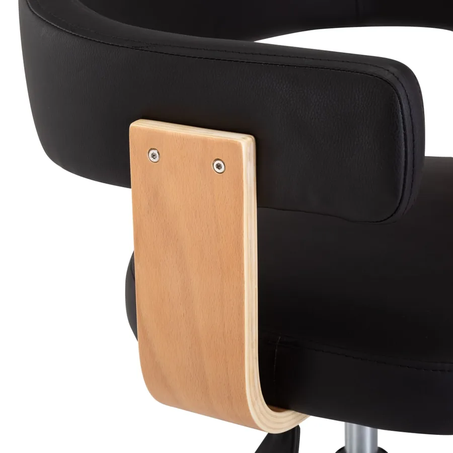 Chaise pivotante à manger Noir Bois courbé et similicuir - 6