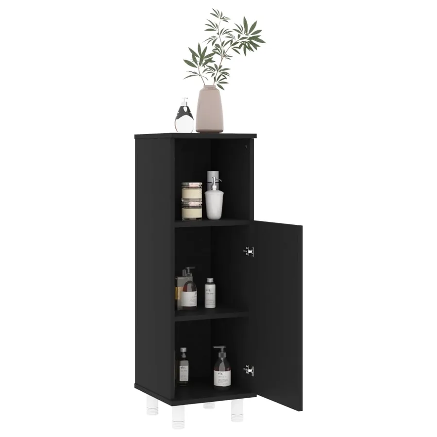 Armoire de salle de bain Noir 30x30x95 cm Aggloméré - 3