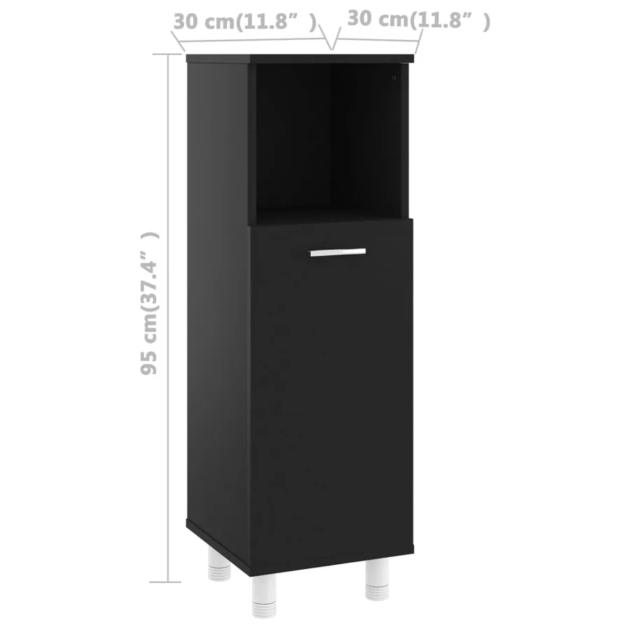 Armoire de salle de bain Noir 30x30x95 cm Aggloméré - 7