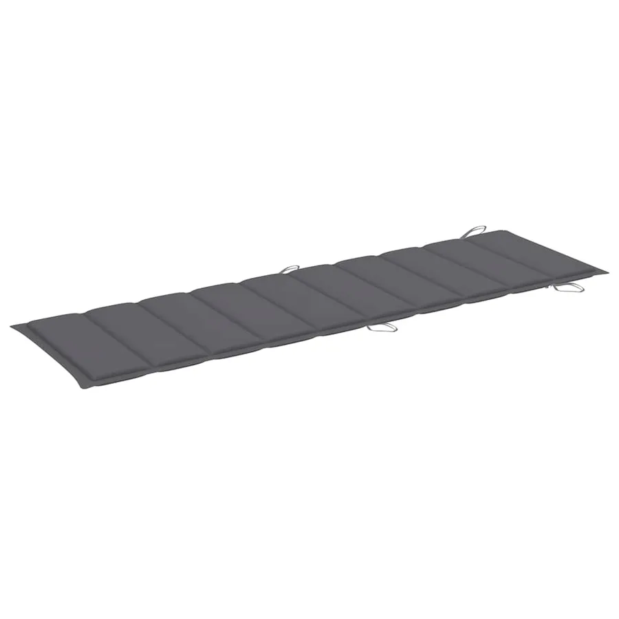 Chaise longue avec coussin Gris Bois d'acacia solide - 10