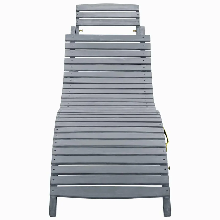 Chaise longue avec coussin Gris Bois d'acacia solide - 3