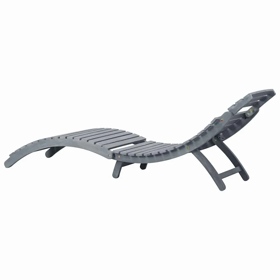 Chaise longue avec coussin Gris Bois d'acacia solide - 4