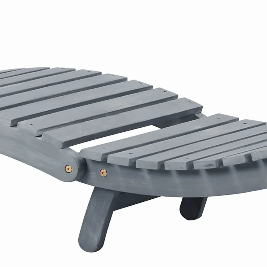 Chaise longue avec coussin Gris Bois d'acacia solide - 6