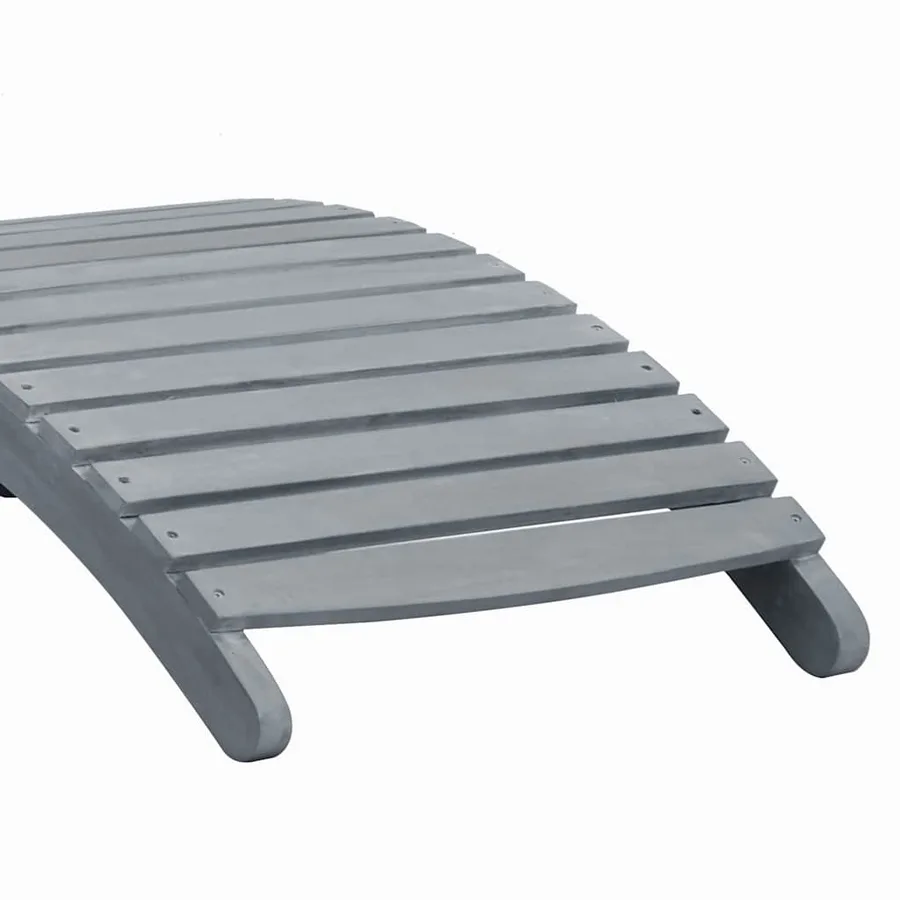 Chaise longue avec coussin Gris Bois d'acacia solide - 7