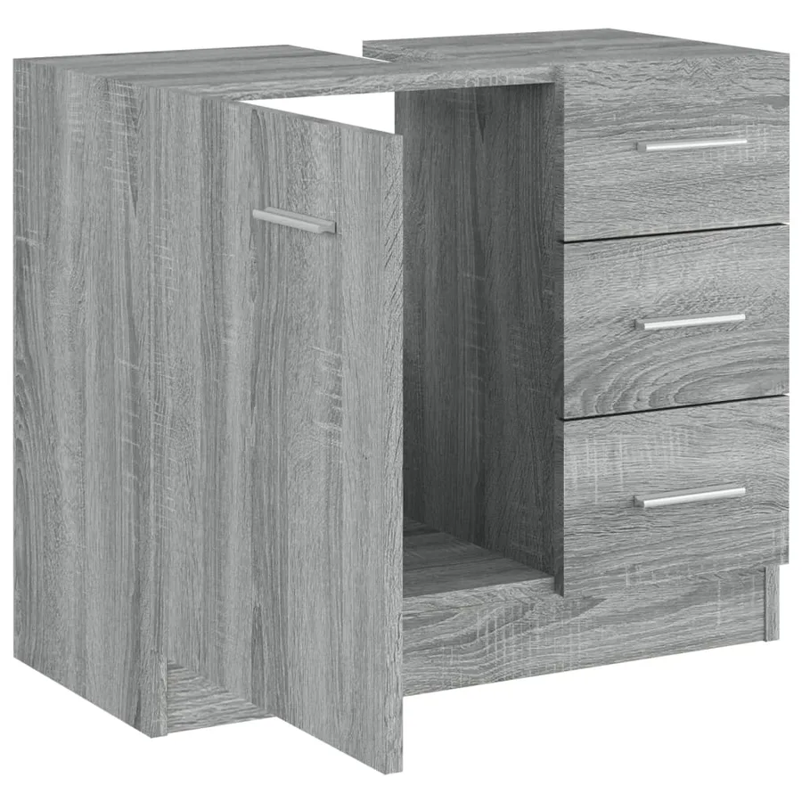 Armoire de lavabo Sonoma gris 63x30x54 cm Bois d'ingénierie - 5