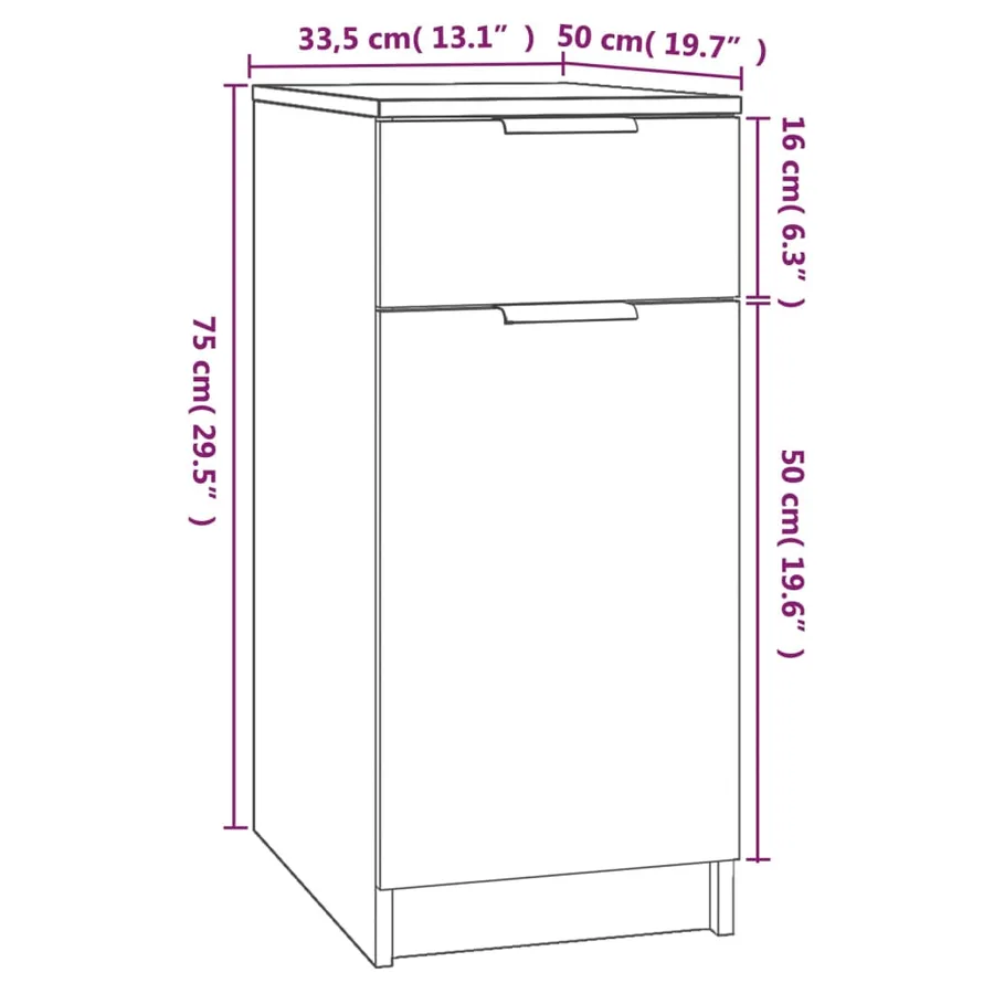 Armoire de bureau Chêne sonoma 33,5x50x75 cm Bois d'ingénierie - 9